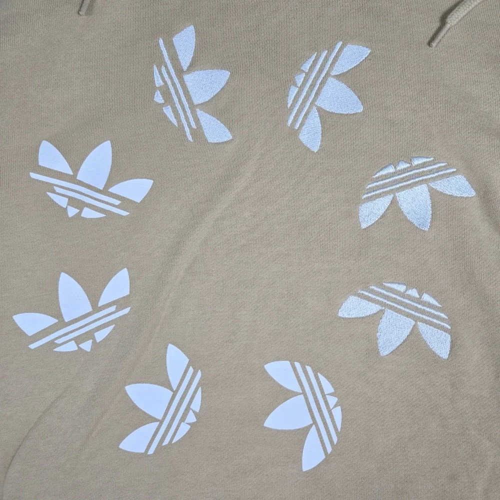 Adidas Mens Tan Originals Colorblock Trefoil Pullover Hoodie Medium